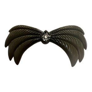 1970’s Whimsical French Barrette with Rhinestones in Olive , Deadstock